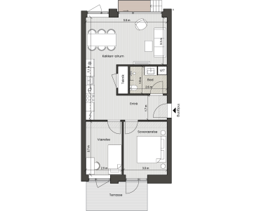 Plantegning for: Bolig 010 <wbr> Fortkaj 8, st. th.