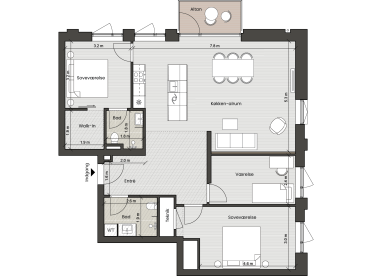 Plantegning for: Bolig 099 <wbr> Fortkaj 8, 4. mf.