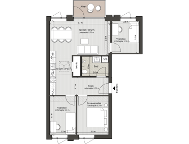 Plantegning for: Bolig 113 <wbr> Fortkaj 8, 5. tv.